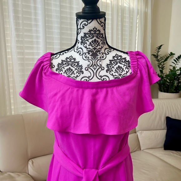 Lilly Pulitzer Jood off the shoulder jumpsuit fuchsia size 14 NEW - Picture 7 of 8